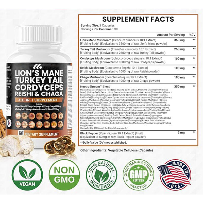 Lions Mane Mushroom Supplement - огляд і ціна Lion Mane Mushroom