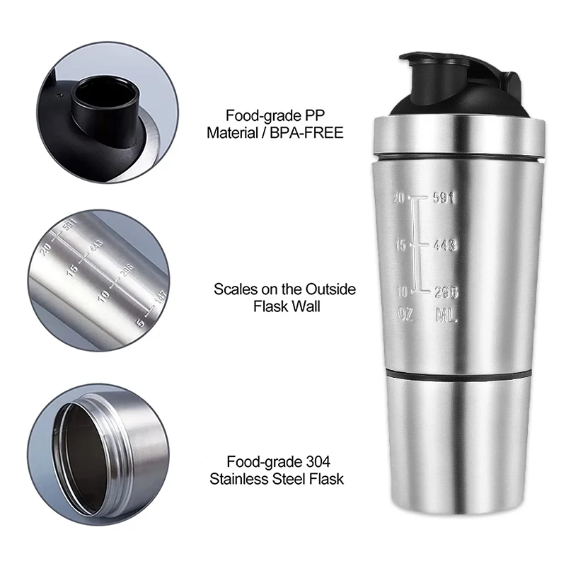 Stainless Steel Protein Shaker - огляд і ціна Nutrition Sports Fitness