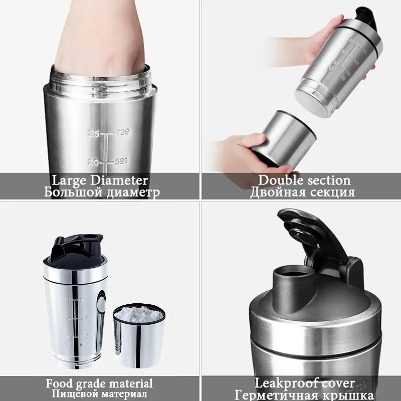 Stainless Steel Protein Shaker - огляд і ціна Nutrition Sports Fitness
