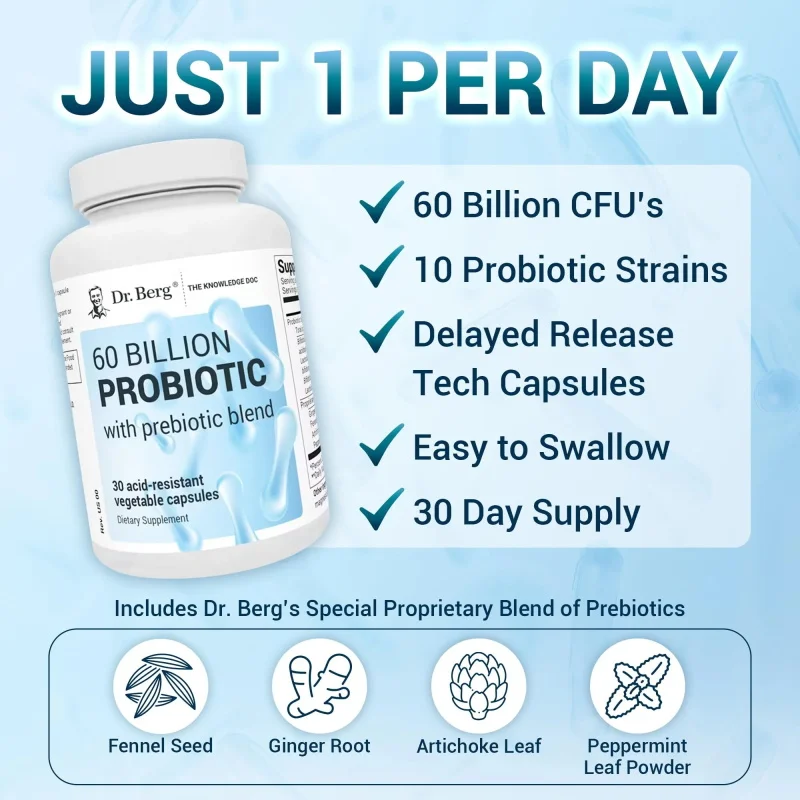 Dr. Berg 60 Billion 10 Strains - огляд і ціна Probiotic 60 Billion